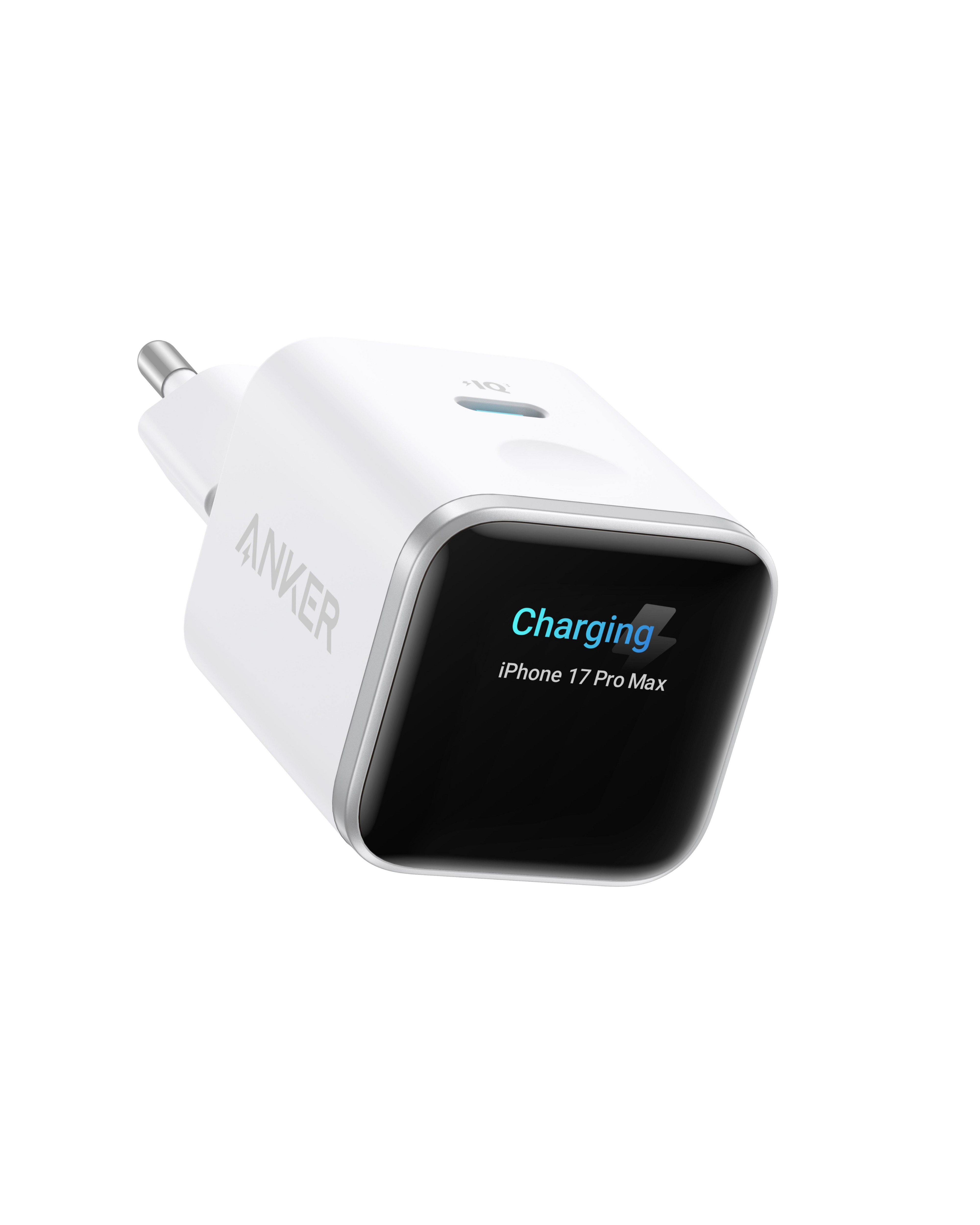 Anker Nano Ladegerät (45W, Smart Display) ActiveShield 5.0, GaN, Polarweiss