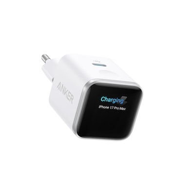 Anker Nano Ladegerät (45W, Smart Display) ActiveShield 5.0, GaN, Polarweiss