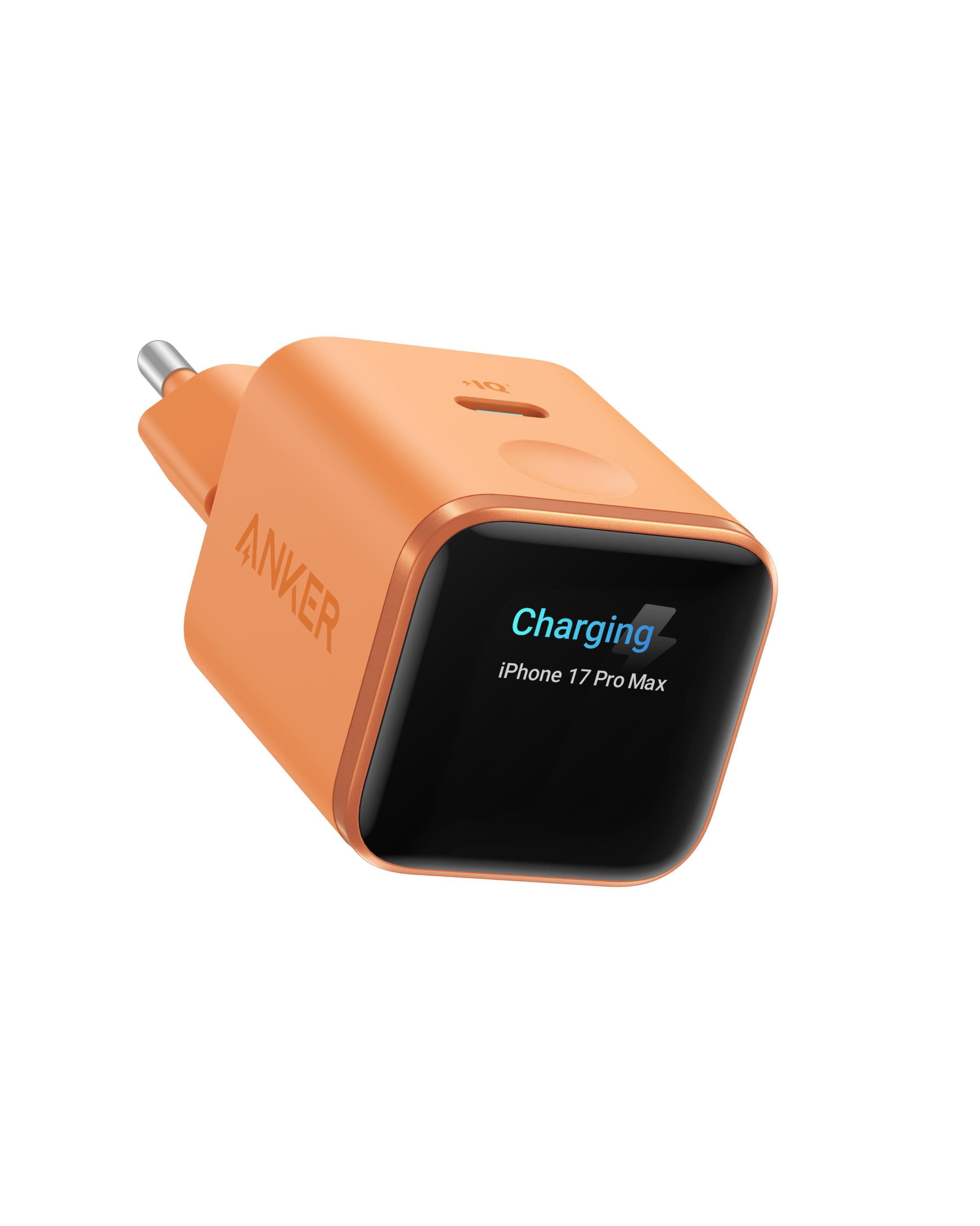 Anker Nano Ladegerät (45W, Smart Display) ActiveShield 5.0, GaN, Orange