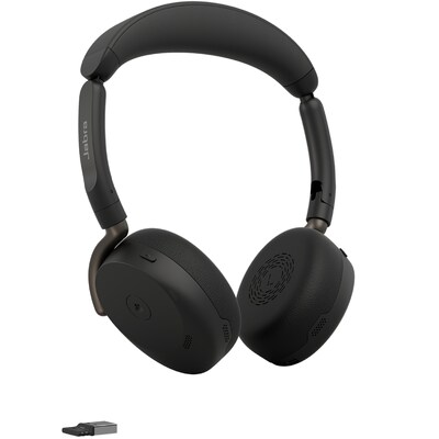 Jabra Evolve3 65 Flex MS Schwarz Kabelloses Bluetooth-Headset, USB-A Dongle und kabellosem Ladepad, ANC, faltbar, Microsoft Teams zertifiziert