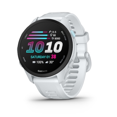 Garmin Forerunner® 70 Steinweiss/Schwarz mit Schnellwechsel-Silikon-Armband 20 mm