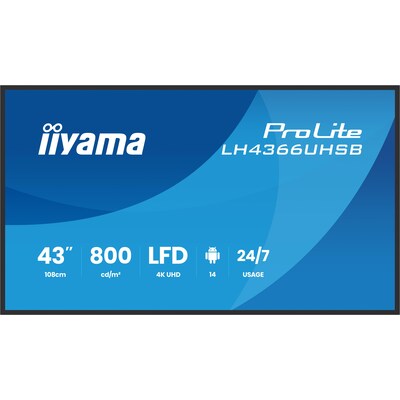 Image of iiyama ProLite LH4366UHSB-B1AG 108cm (43") 4K UHD Monitor HDMI/DP/USB-C