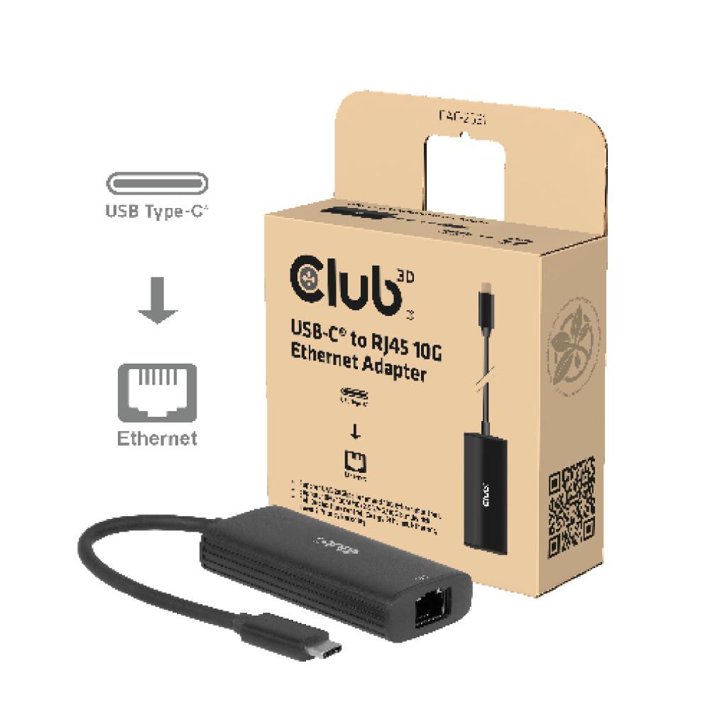 Club 3D 10G (USB-C, RJ45 (1x)), Netzwerk Adapter, Schwarz - Image 3
