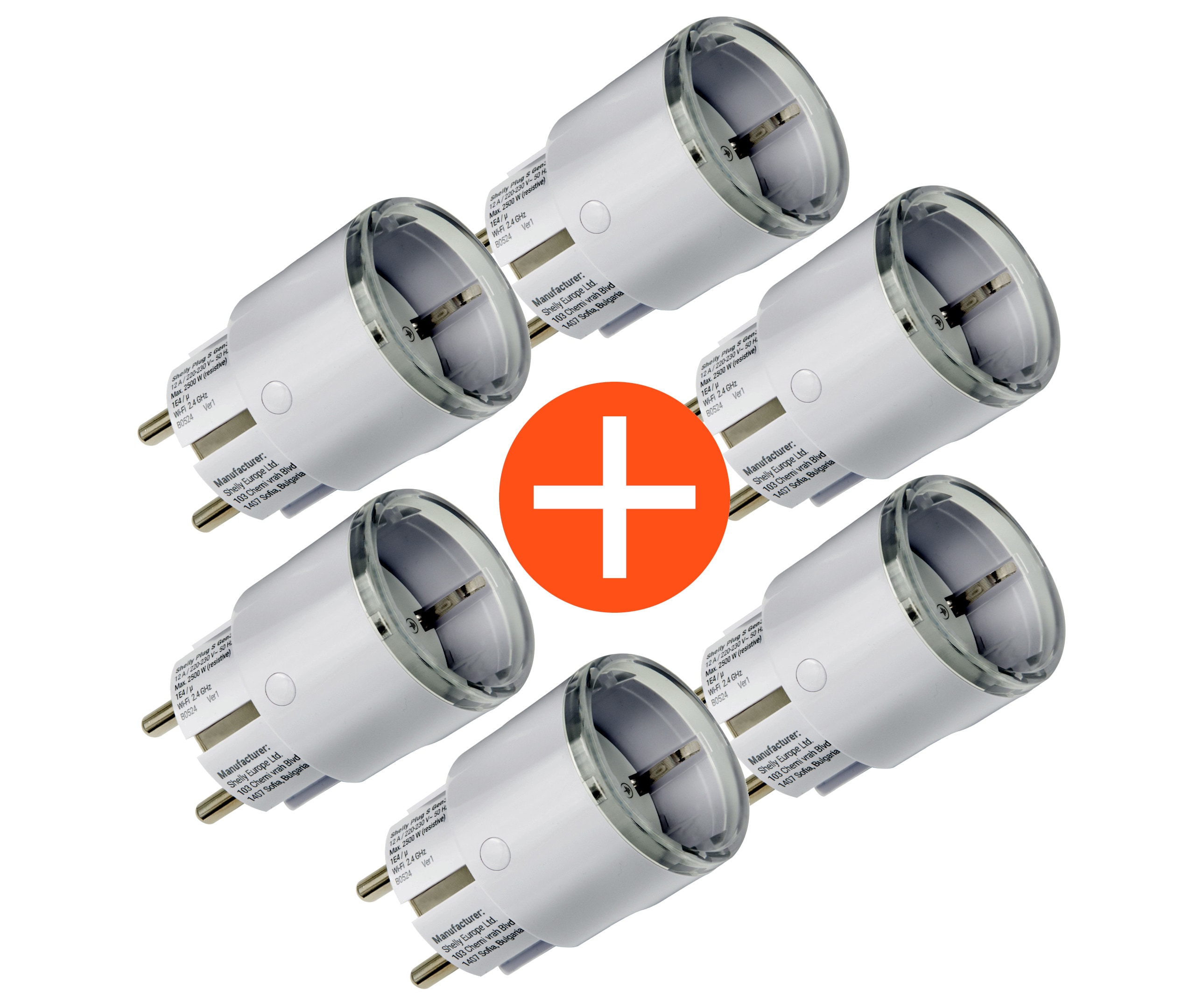 Shelly Plug S Gen3 Spaarbundle 6x Smarter Zwischenstecker 12A Messfunktion WLAN Matter BT weiß