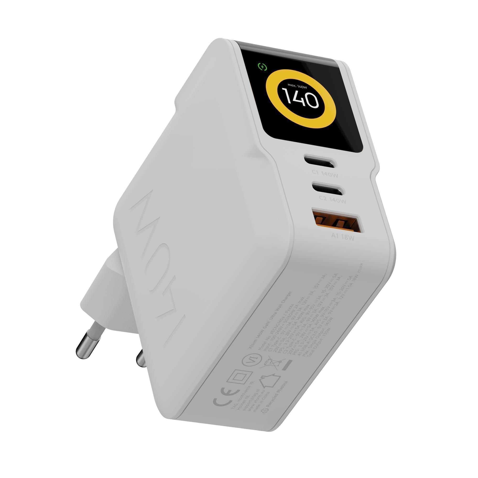 Xtorm Nextgen Gan3 Ultra Wand-Ladegerät 140W Pd 2X Usb-C 1X Usb-A Weiß Weiss Xecng1400
