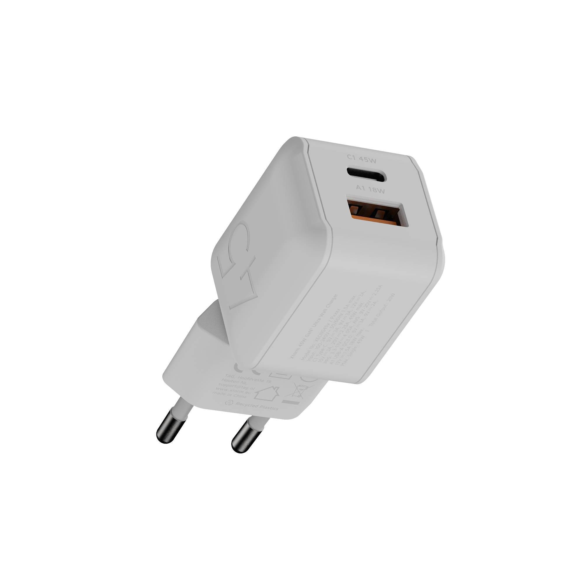 Xtorm Nextgen Gan3 Ultra Wand-Ladegerät 45W Pd 1X Usb-C / 1X Usb-A Größe 45 Weiß - Bild 3