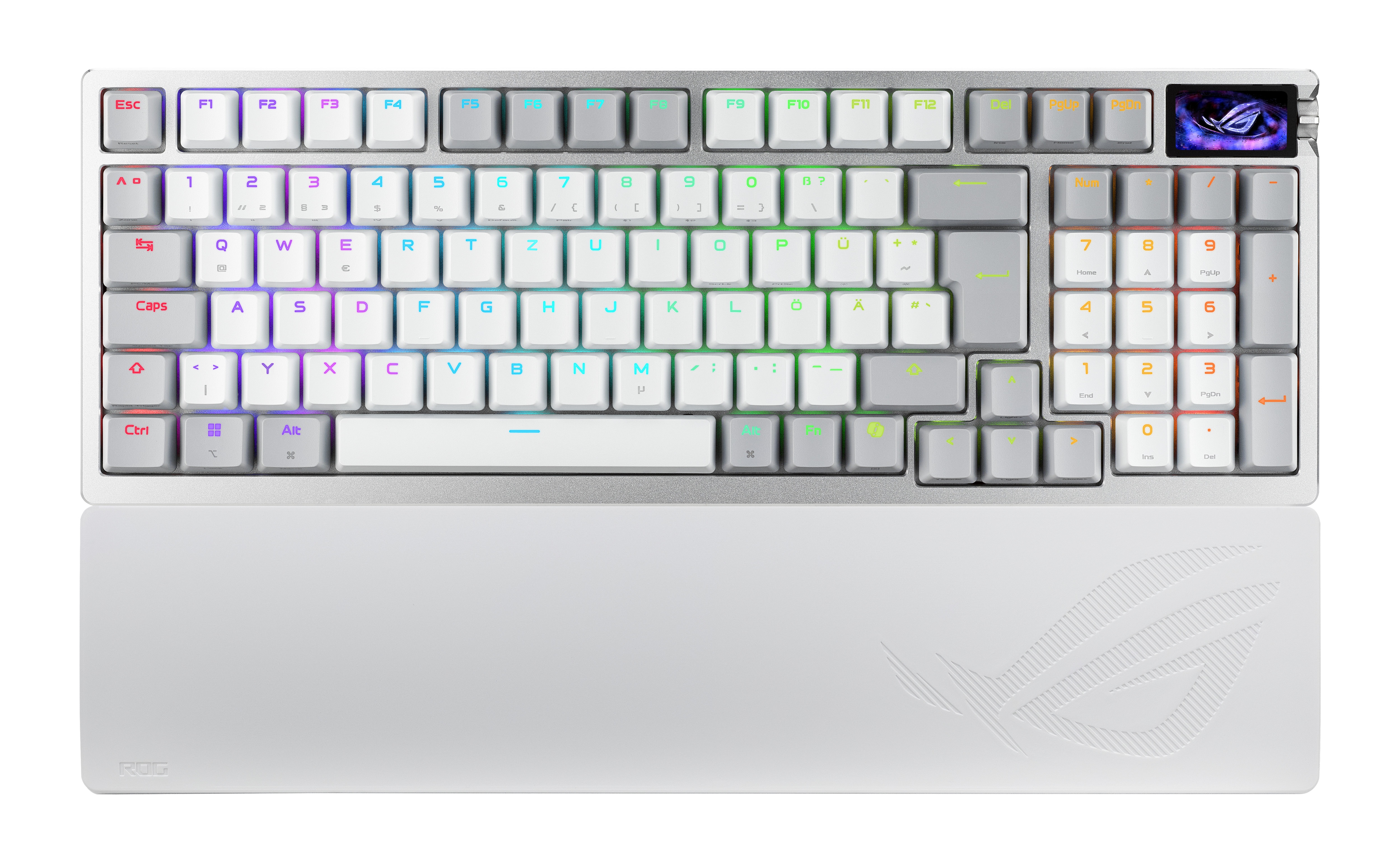 ASUS ROG Azoth 96 HE Gaming Tastatur kabelgebunden / kabellos (Bluetooth / Funk), Mechanisch, Weiß