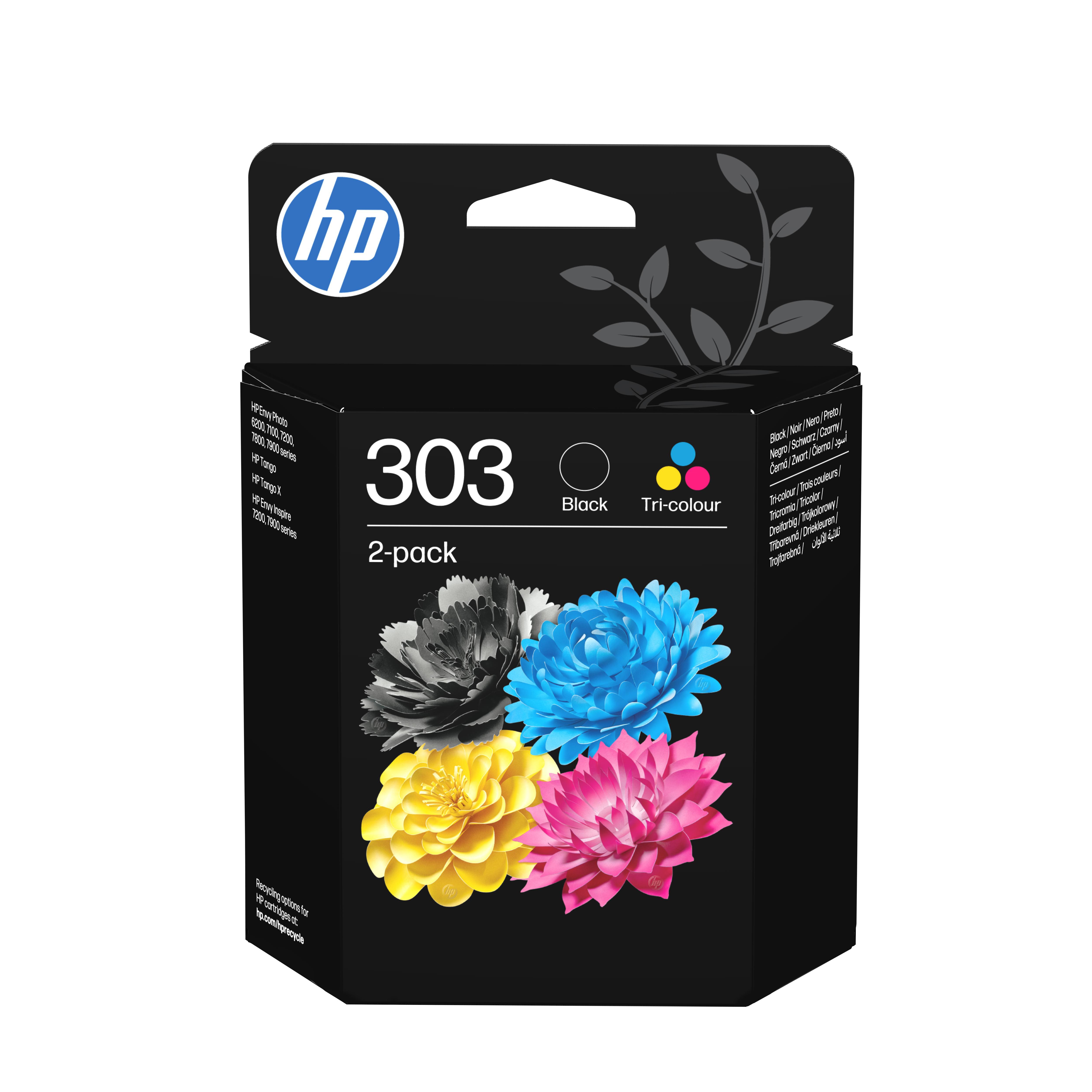 HP Original 303 Druckerpatrone TriColour Kombi-Pack (3YM92AE#LS1) für ca. 365 Seiten Instant Ink