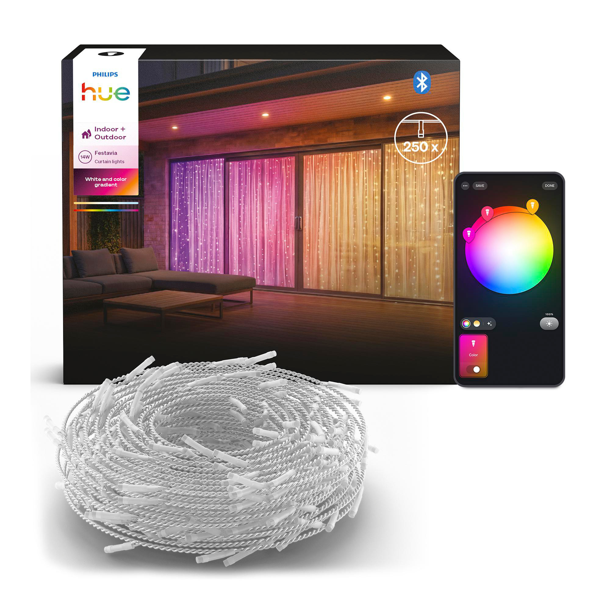 Philips Hue Außenleuchten Festavia Lichtervorhang – 1,35 X 2 M, 250 Leds - Bild 5