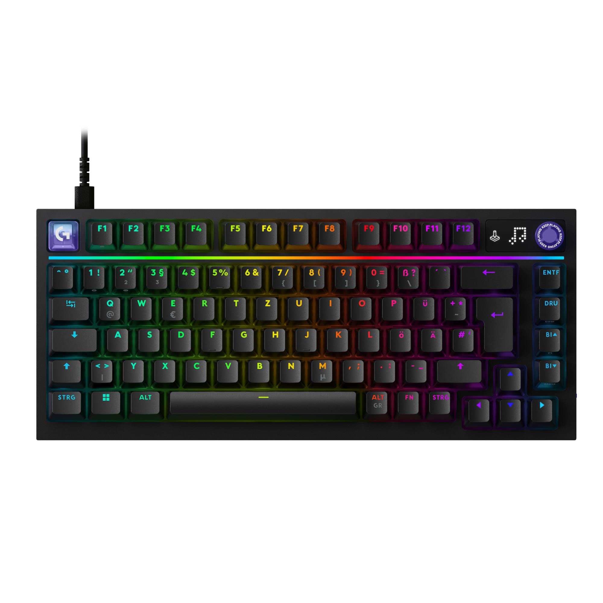 Logitech G G316 X 75 mechanische Gaming-Tastatur – 8.000 Hz, Hot-Swap, LIGHTSYNC RGB, LED-Display, Schwarz