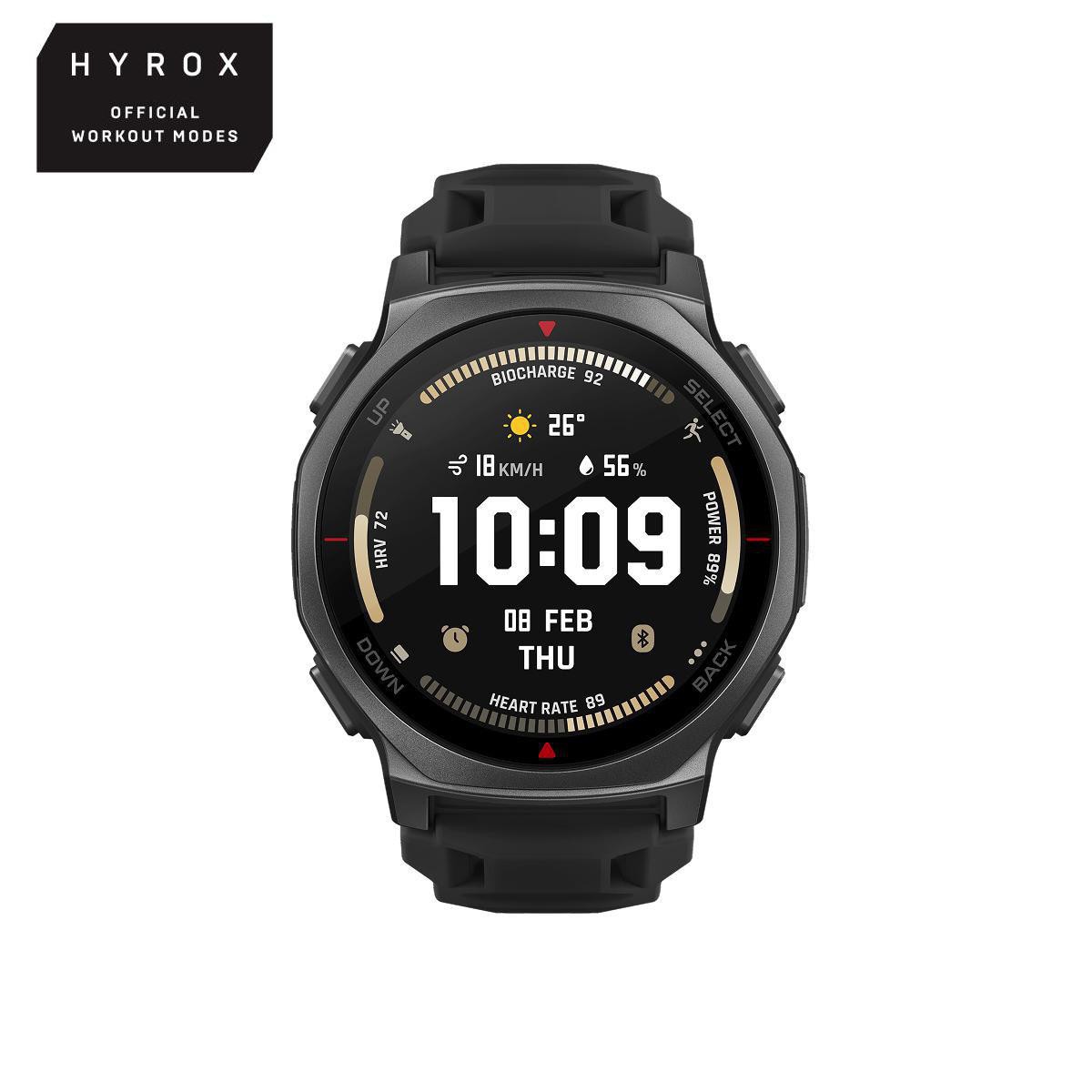 Amazfit T-Rex 3 Pro 44 mm Outdoor-Smartwatch Tactical Black mit AMOLED, Saphirglas, Dual-Band-GPS, 10 ATM und HYROX-Modus