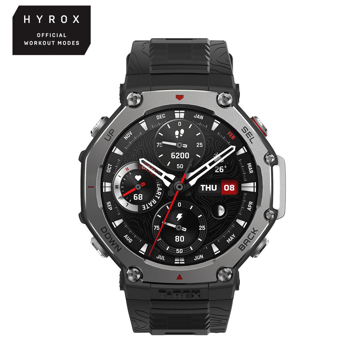 Amazfit T-Rex 3 48,5 mm Outdoor-Smartwatch Onyx mit AMOLED, Dual-Band-GPS, Offline-Karten, 10 ATM und HYROX-Modus
