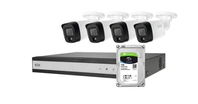 ABUS Analog-Video-Set: 4 Mini-Tube-Kameras + Rekorder 1TB