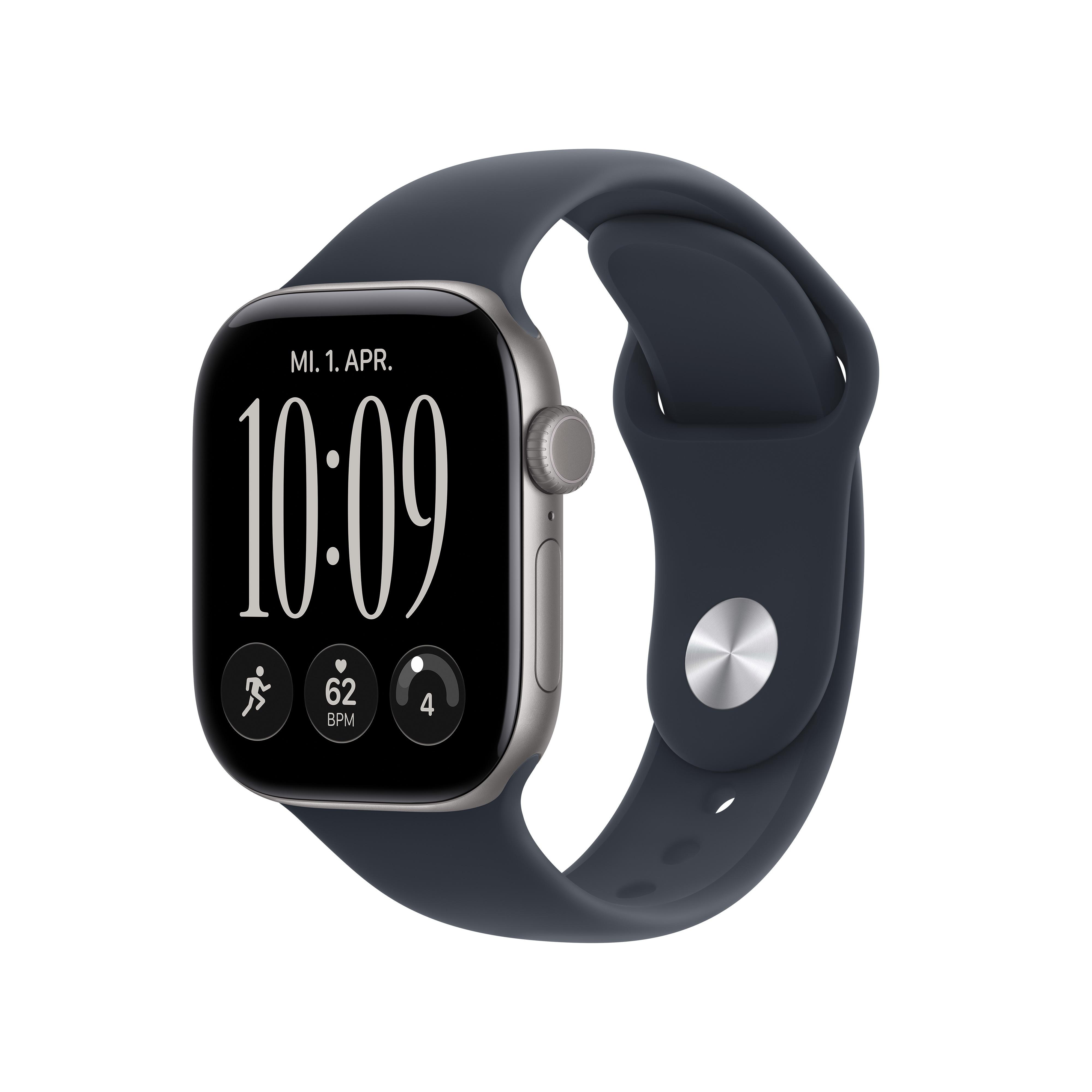 Apple Watch Series 12 GPS 42mm Space Grey Aluminium Gehäuse mit Navy Blue Sport Band - S/M
