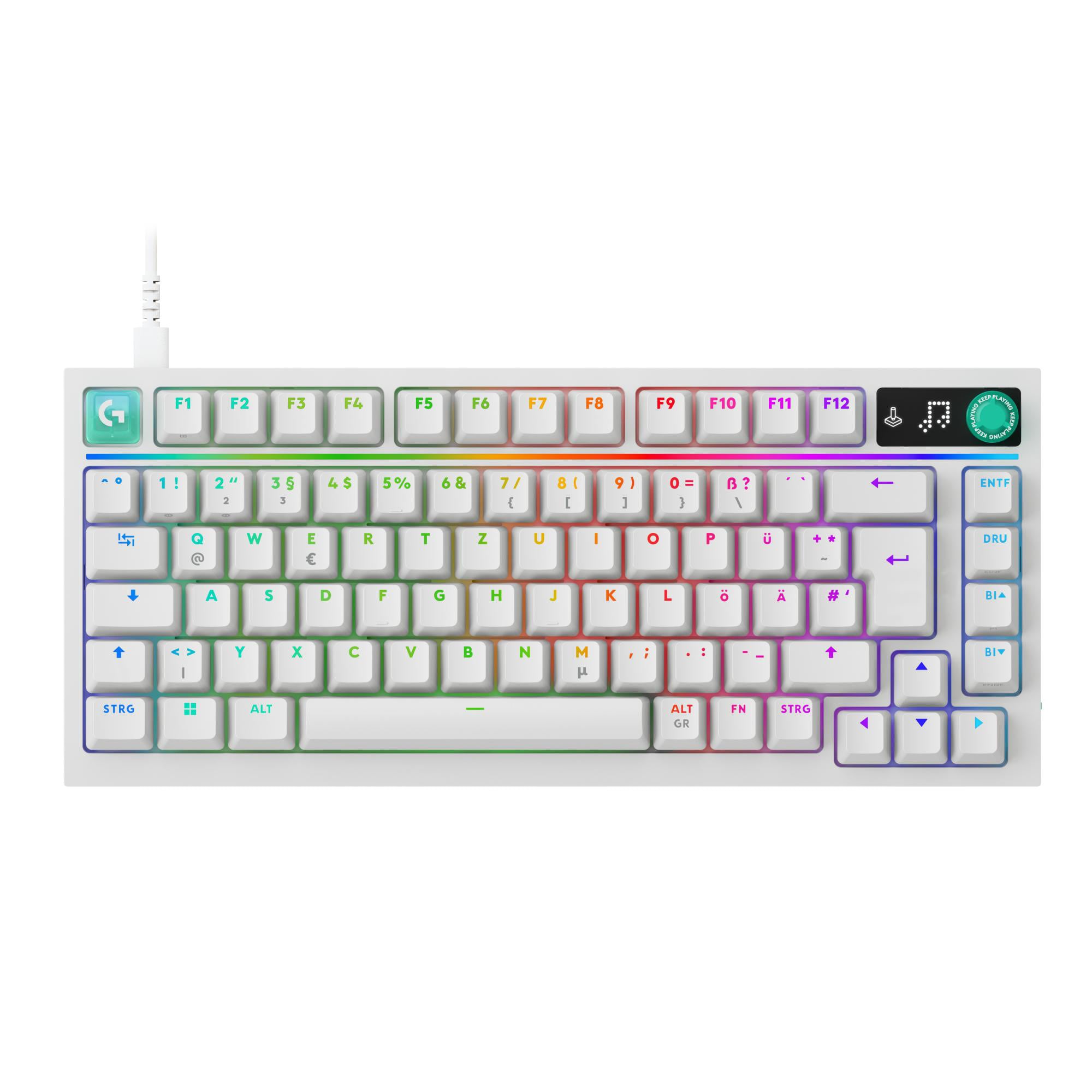 Logitech G G316 X 75 mechanische Gaming-Tastatur – 8.000 Hz, Hot-Swap, LIGHTSYNC RGB, LED-Display, Weiß