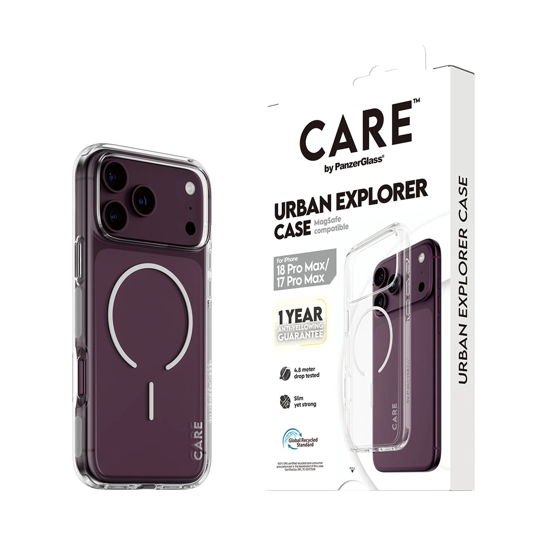CARE by PanzerGlass Urban Explorer Case Transparent m. Weiß MagSafe iPhone 17/18 Pro Max