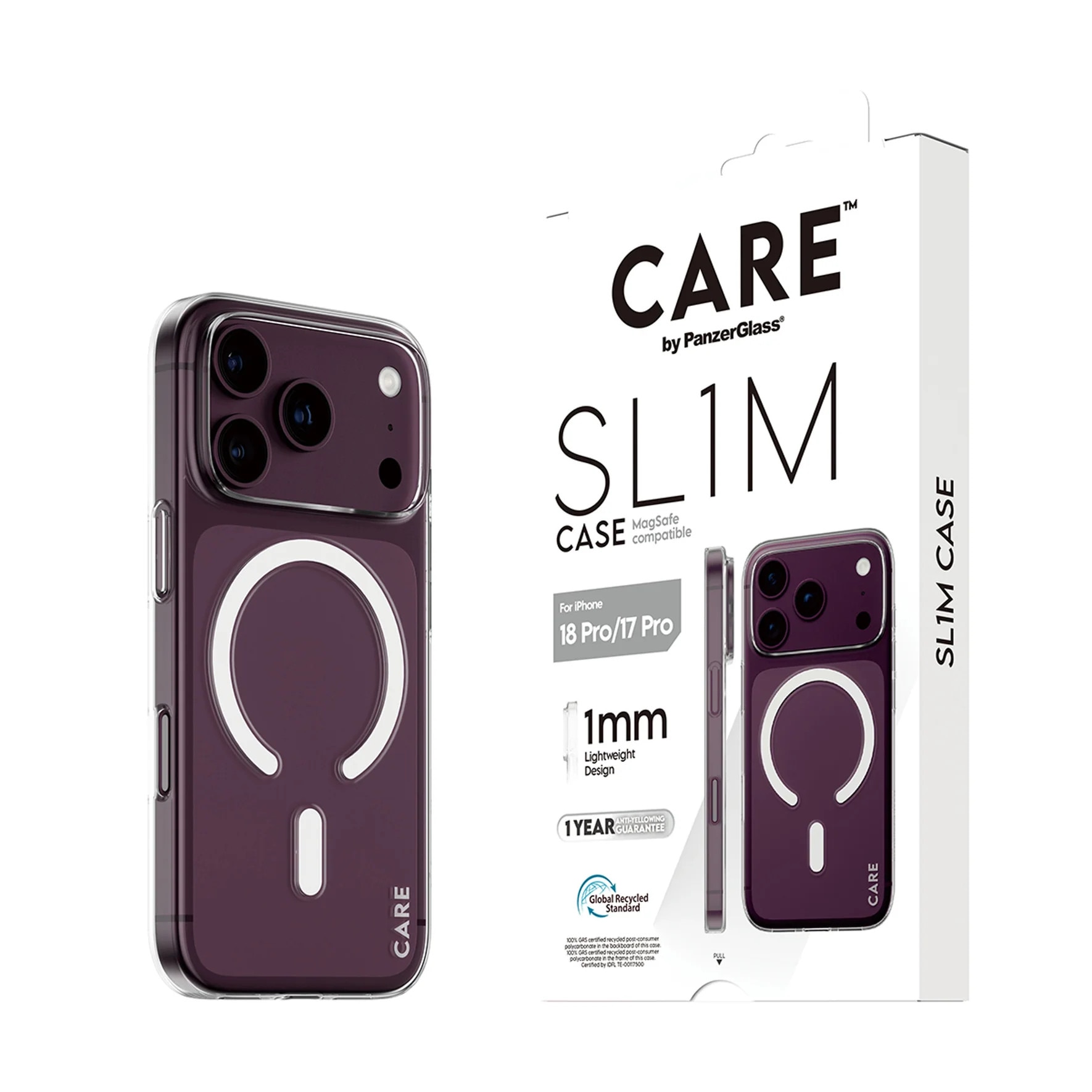 CARE by PanzerGlass SL1M Case Transparent m. Weiß MagSafe iPhone 18/17 Pro