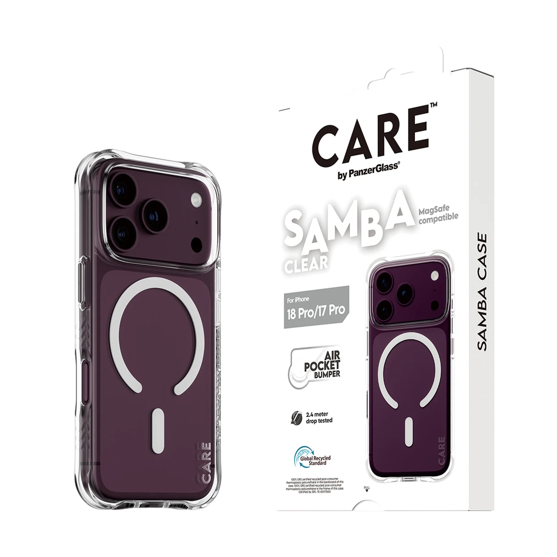 CARE by PanzerGlass Samba Case Transparemt m. Weiß MagSafe iPhone 17/18 Pro