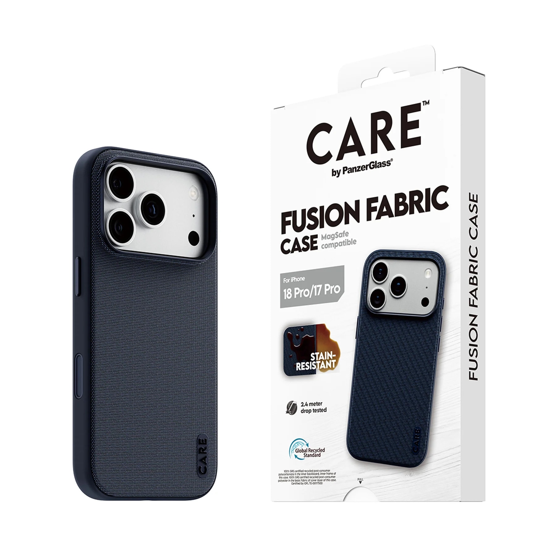 CARE by PanzerGlass Fusion Fabric Case Blau m. MagSafe iPhone 18/17 Pro