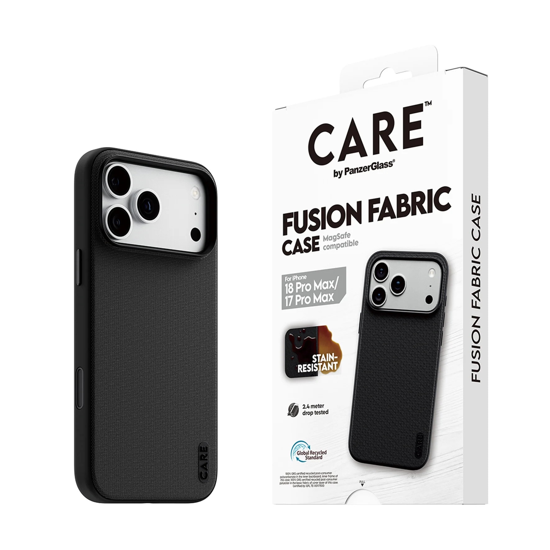 CARE by PanzerGlass Fusion Fabric Case Schwarz m. MagSafe iPhone 18/17 Pro Max