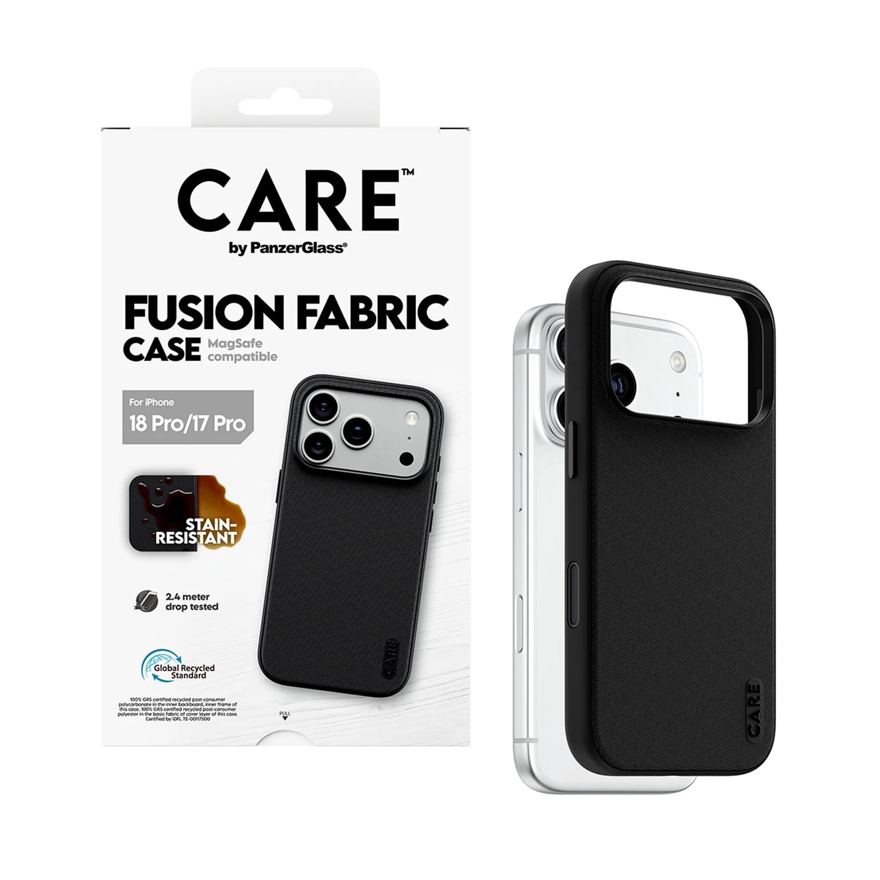 CARE by PanzerGlass Fusion Fabric Case Schwarz m. MagSafe iPhone 18/17 Pro