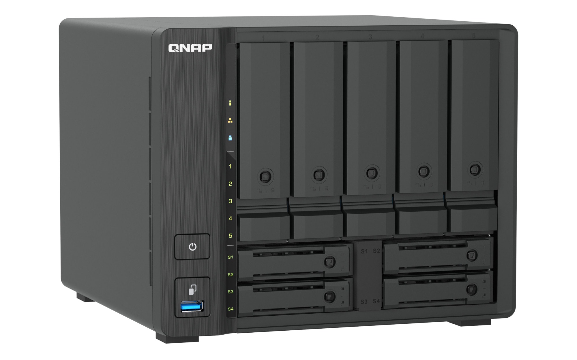 QNAP TS-h966TX-8G NAS System 9-Bay Hybrid-Thunderbolt™ 4 NAS mit U.2 NVMe SSD, 10GbE/2,5GbE