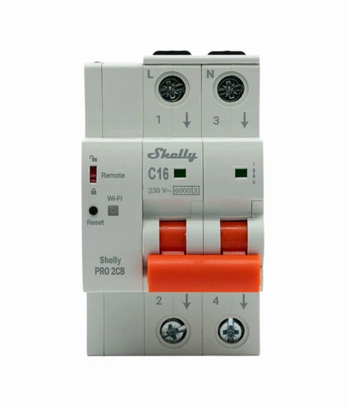 Shelly Smarter Leitungsschutzschalter Pro 2CB C16 2-polig 16A Fernsteuerung LAN WLAN Bluetooth