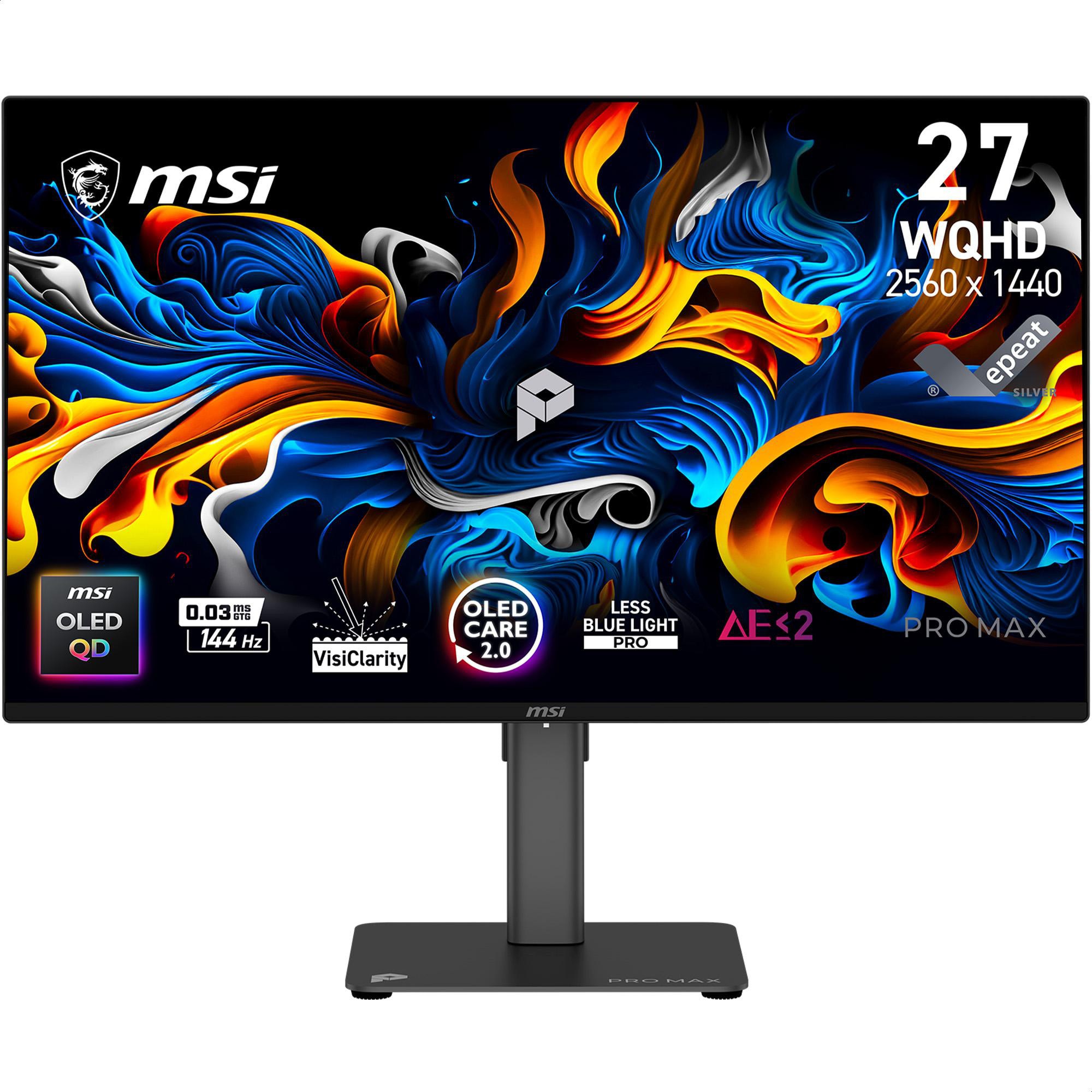 MSI PRO MAX 271QPX14G 2K 26.5 Zoll WQHD QD-OLED Panel 16:9 144 Hz Gaming Monitor