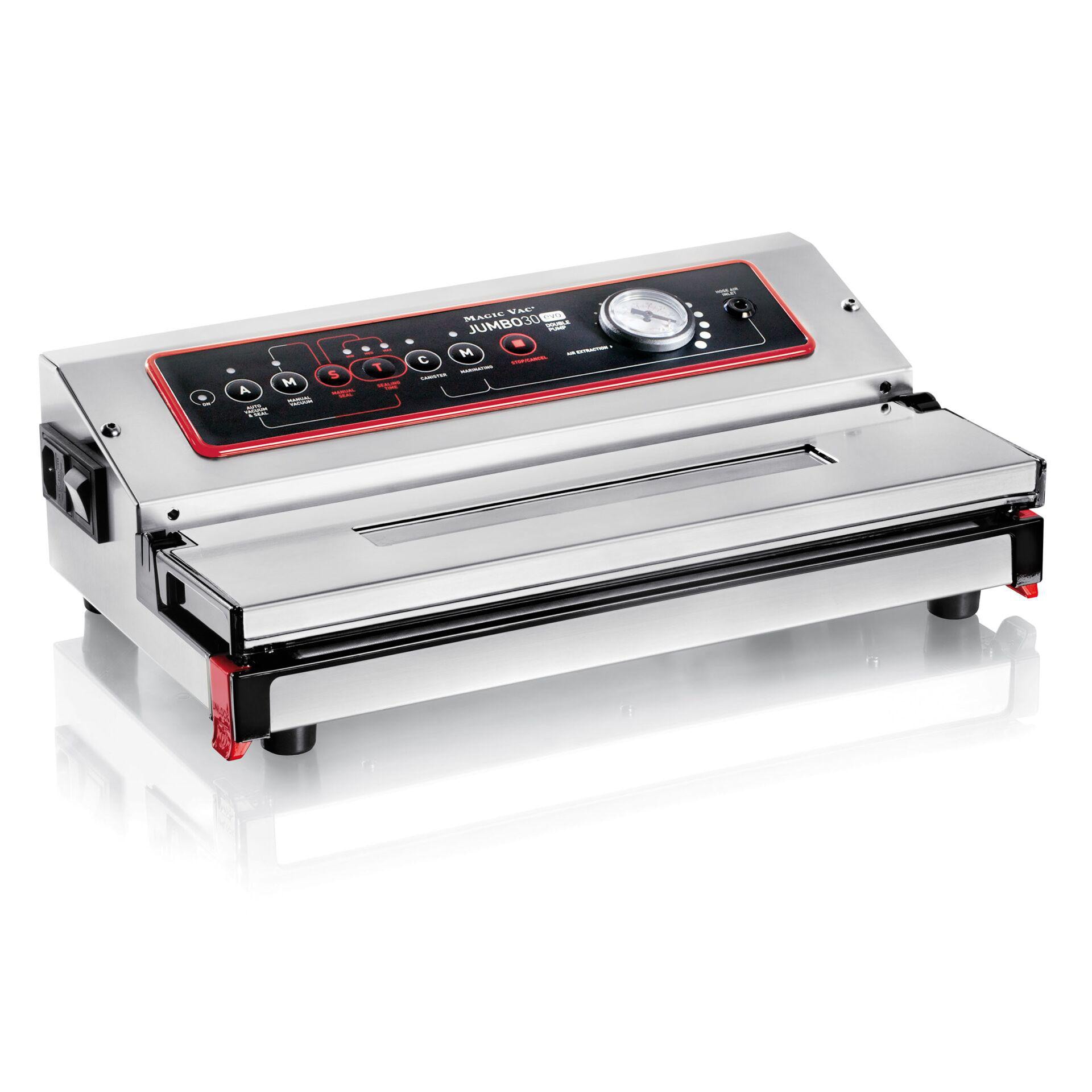 Magic Vac Jumbo 30 Evo Profi Vakuumiergerät Edelstahl Mit Doppelpumpe Und 30 Cm Schweißleiste V772pk2