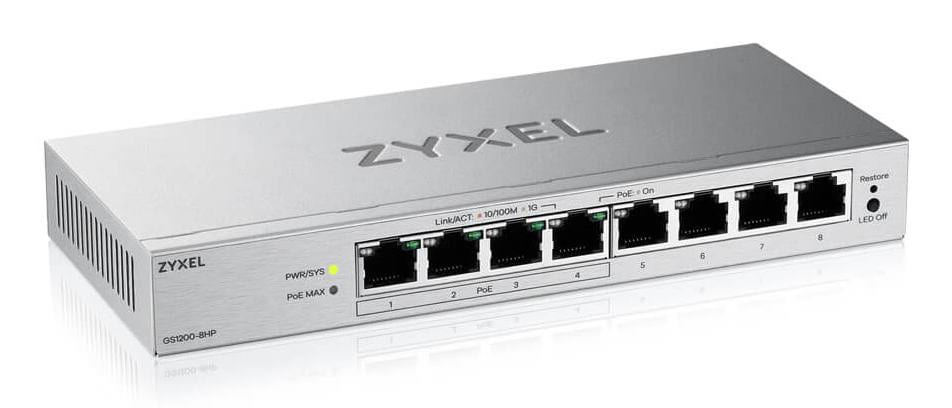 Zyxel Netzwerk Switch 8 Port | Web-Managed PoE+ | GS1200-8HPV3 | 4x PoE+ mit 68W Budget + 4x GbE Ports, Lüfterlos, VLAN, QoS, IGMP Snooping, Energieeffizient, Netzteil Enthalten - Bild 6