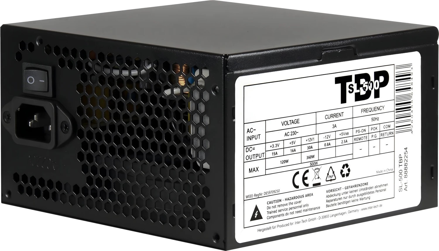 Inter-Tech Sl-500 Tbp 500 Watt Atx-Netzteil Pfc 120Mm Retail 88882254