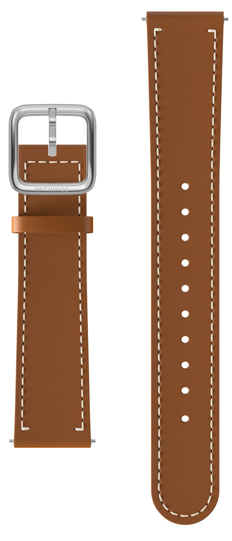 Withings  Braun Smartwatch-Armband "Leather Wristband 18Mm Für Scanwatch Light Scanwatch2 38Mm" Steel Hr 36Mm Move Move Ecg Steel - Material: Kalbsleder Edelstahl von Baur - Image 5