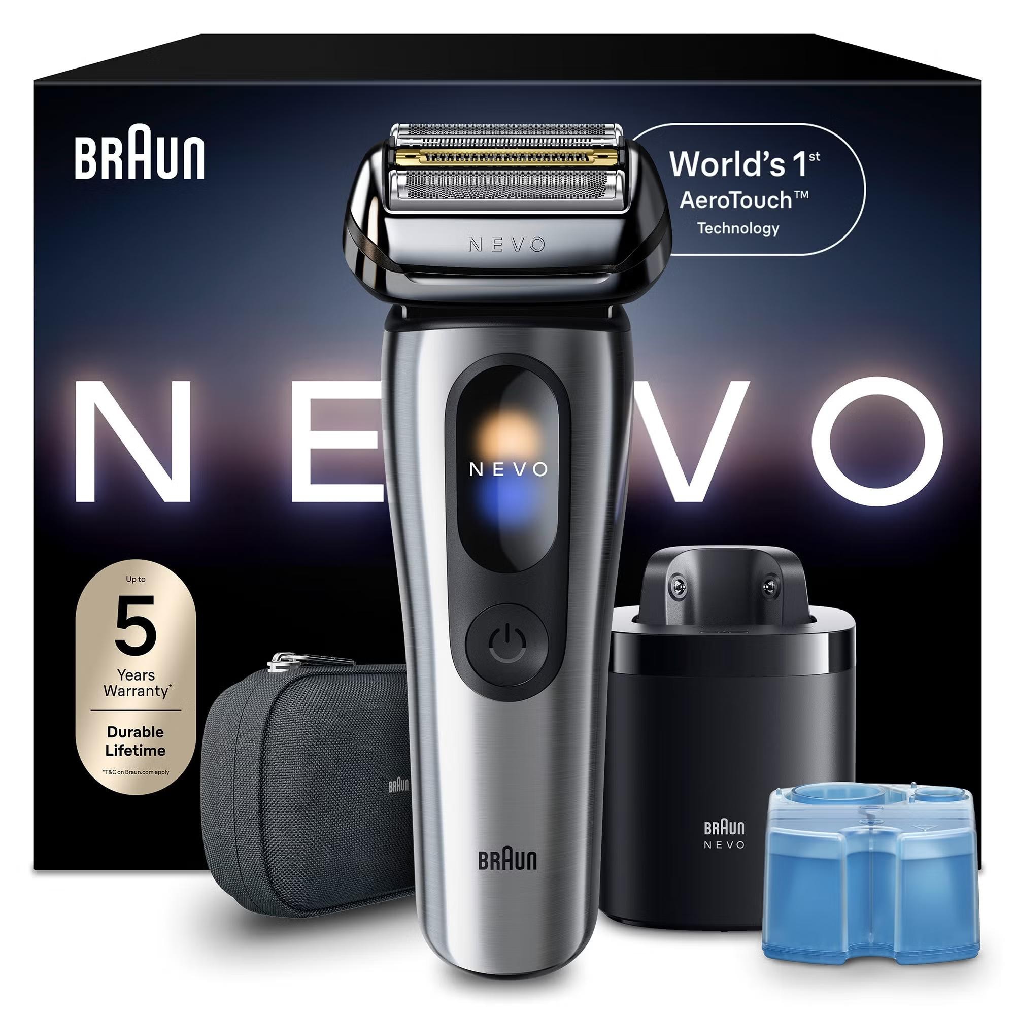 Braun Silber Elektrorasierer "Nevo 11000Cc" Smartclean-Plus-Reinigungsstation Integrierter Präzisionstrimmer Aerotouch Smart Display 7-In-1 Care System Reiseetui von Baur - Image 8