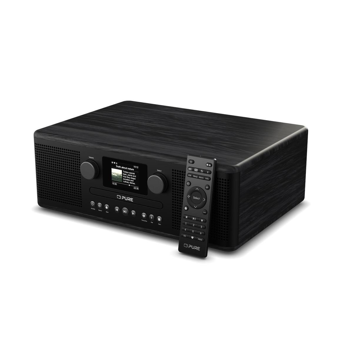 Pure Classic C-D6i Digitalradio Schwarz/Esche Stereo mit CD, Bluetooth, DAB/FM