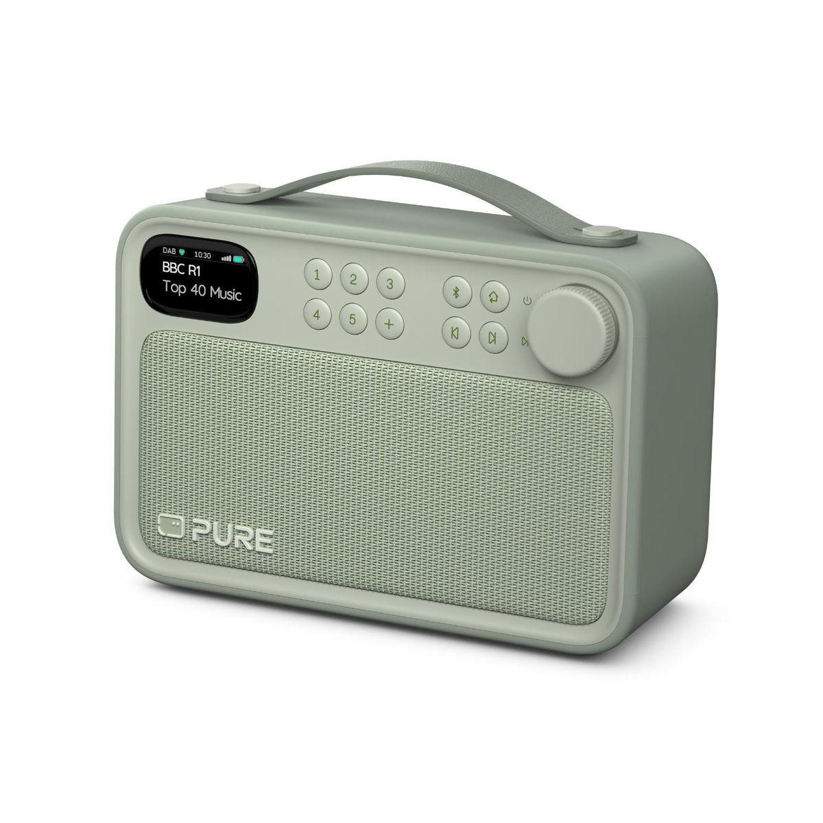 Pure Bloom Radio mit Bluetooth DAB+/UKW IPX5 portabel, mit Akku, salbeigrün