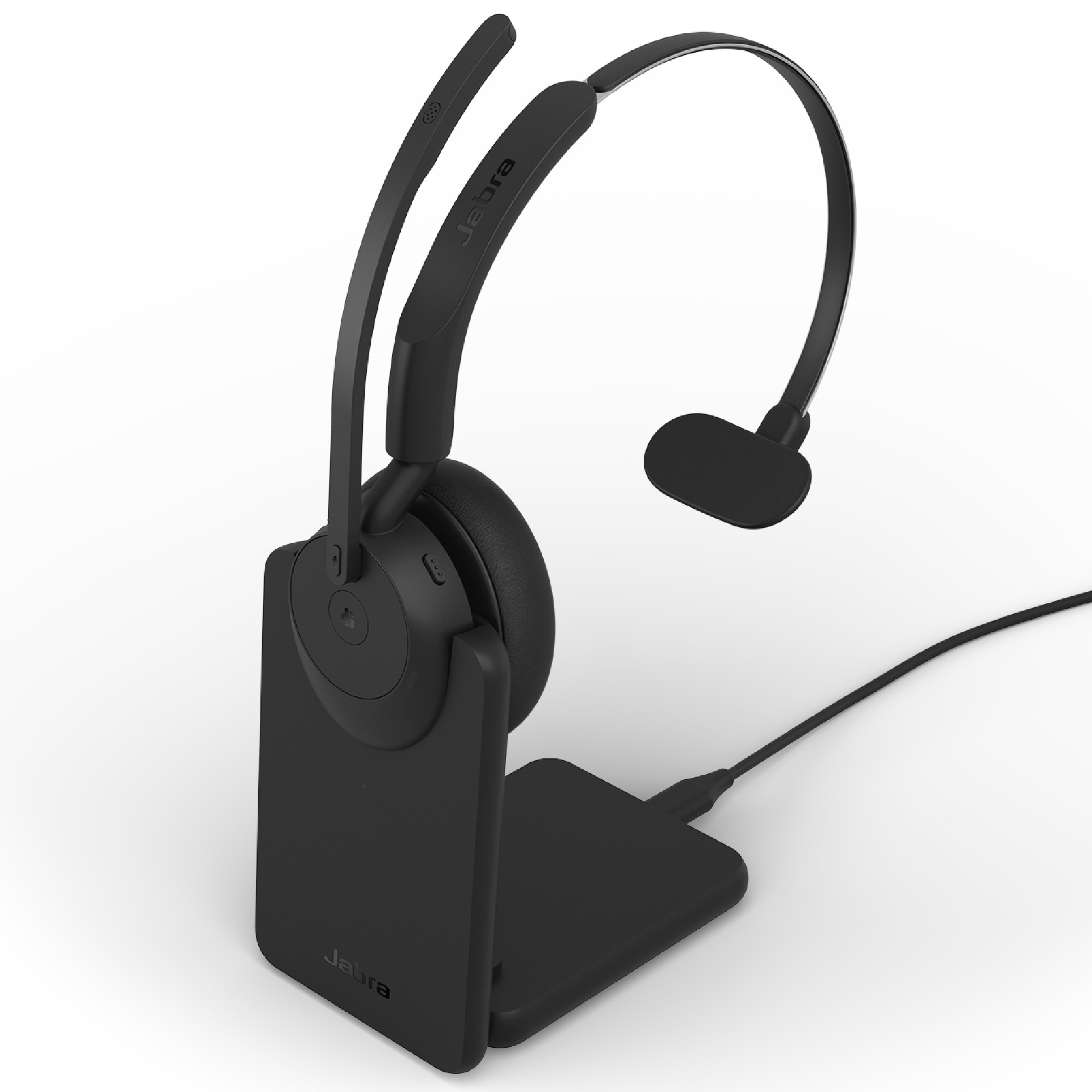 Jabra Evolve3 45 Mono MS Schwarz Kabelloses Bluetooth-Headset, USB-C Dongle und Ladestation, ANC, Microsoft Teams zertifiziert