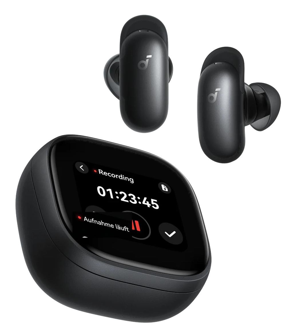 soundcore Liberty 5 Pro Max In-Ear Bluetooth-Kopfhörer Noise Cancelling Display, KI-Assistent; schwarz
