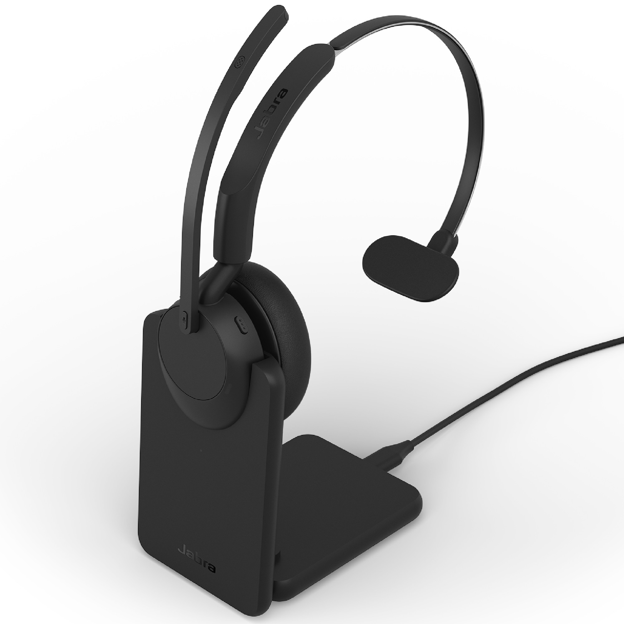 Jabra Evolve3 45 Mono UC Schwarz Kabelloses Bluetooth-Headset, USB-C Dongle und Ladestation, ANC, Zertifiziert für UC, Zoom und Google Fast Pair, unterstützt Google Meet