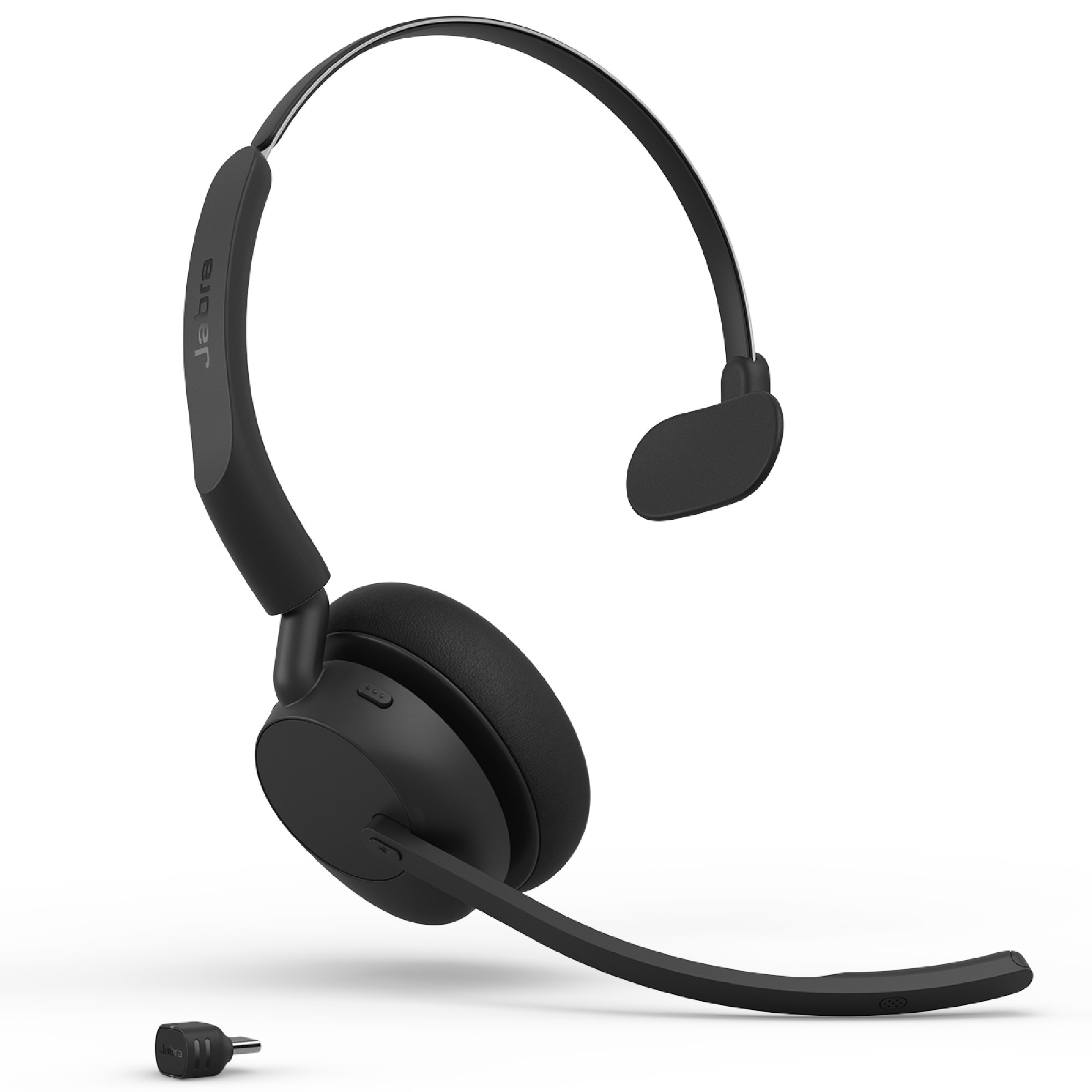 Jabra Evolve3 45 Mono UC Schwarz Kabelloses Bluetooth-Headset, USB-C Dongle, ANC, Zertifiziert für UC, Zoom und Google Fast Pair, unterstützt Google Meet