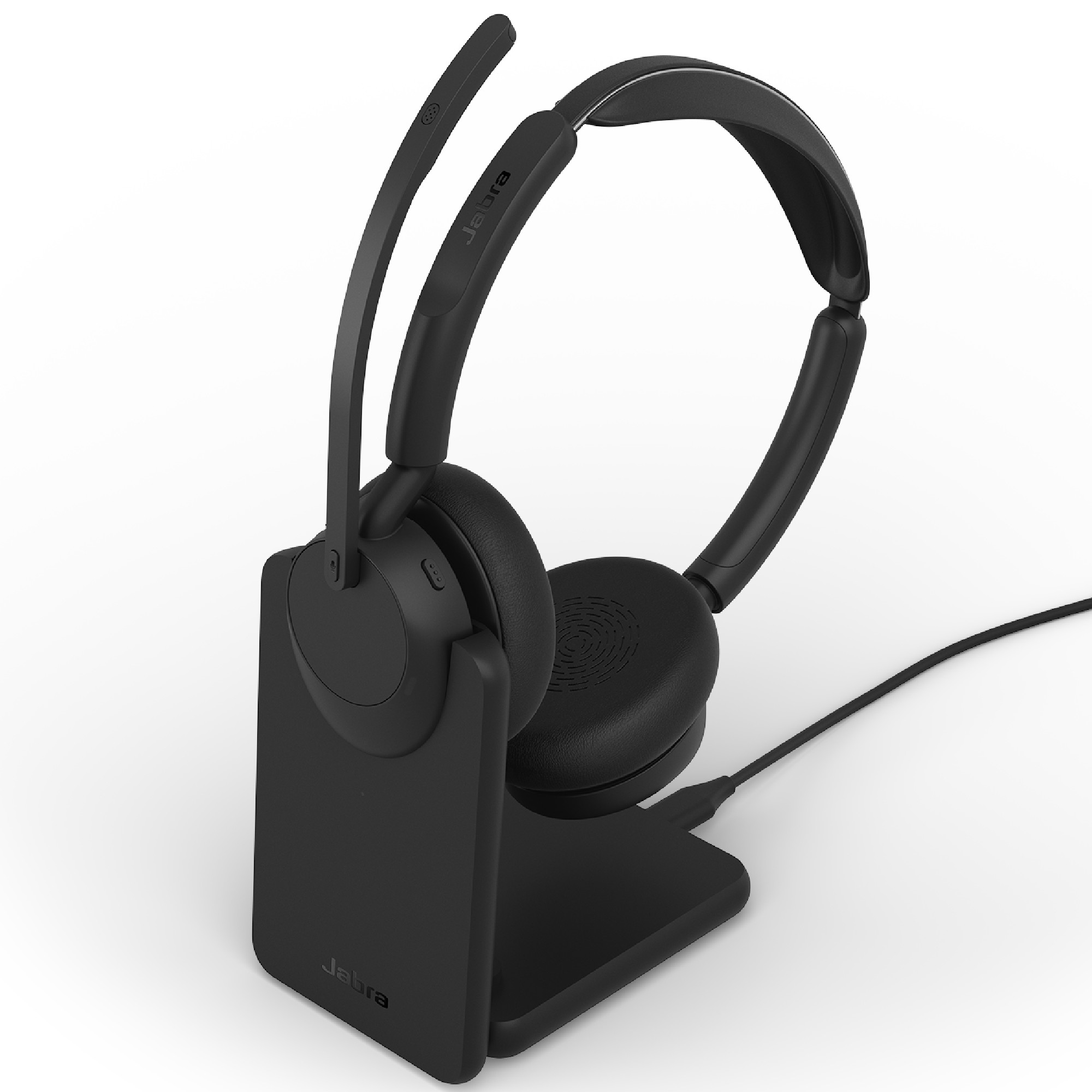 Jabra Evolve3 45 Stereo Uc Kabelloses Bluetooth-Headset, Usb-A Dongle Und Ladestation, Anc, Zertifiziert Für Uc, Zoom Und Google Fast Pair, Unterstützt Google Meet Schwarz 34599-989-989