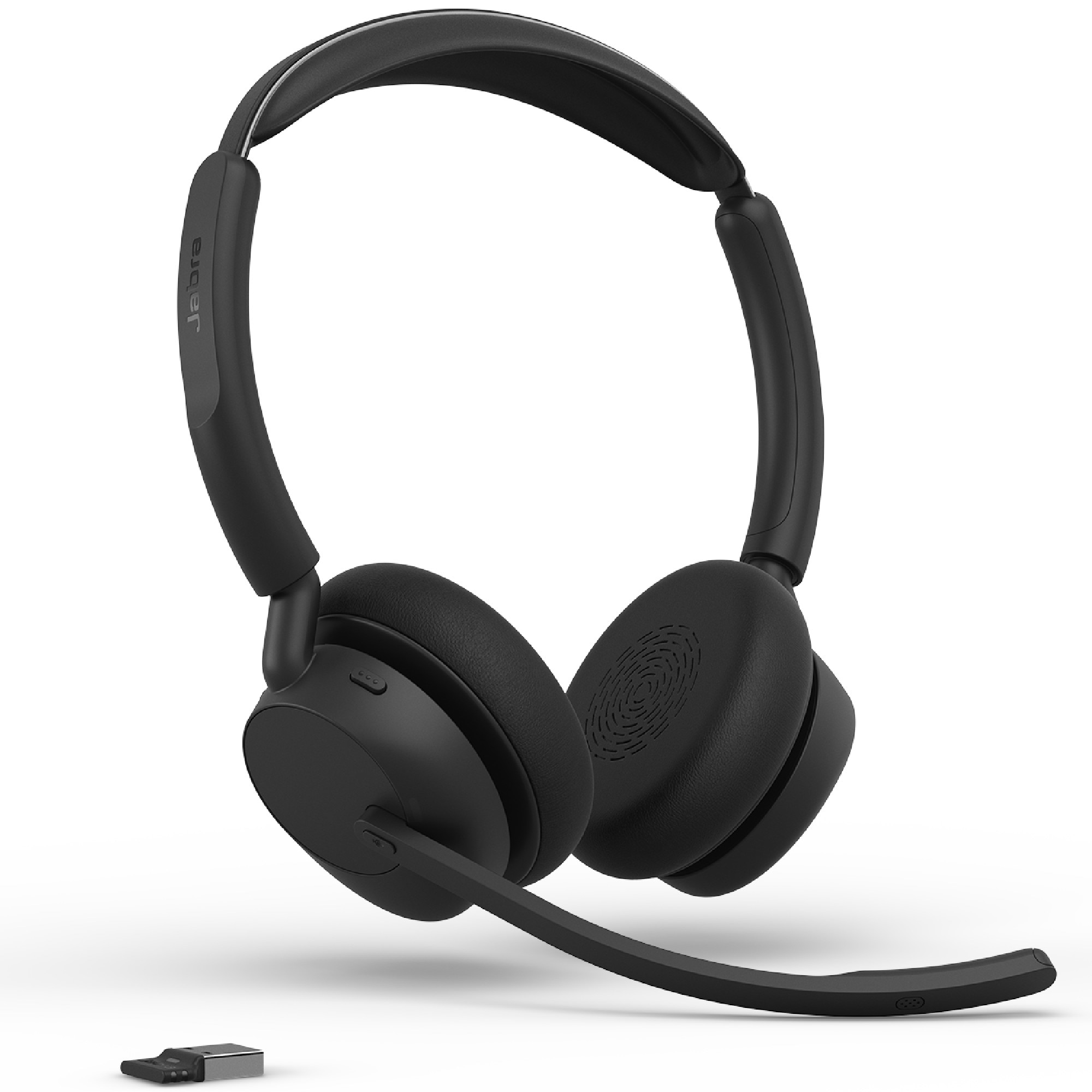 Jabra Evolve3 45 Stereo Uc Kabelloses Bluetooth-Headset, Usb-A Dongle, Anc, Zertifiziert Für Uc, Zoom Und Google Fast Pair, Unterstützt Google Meet Schwarz 34599-989-999