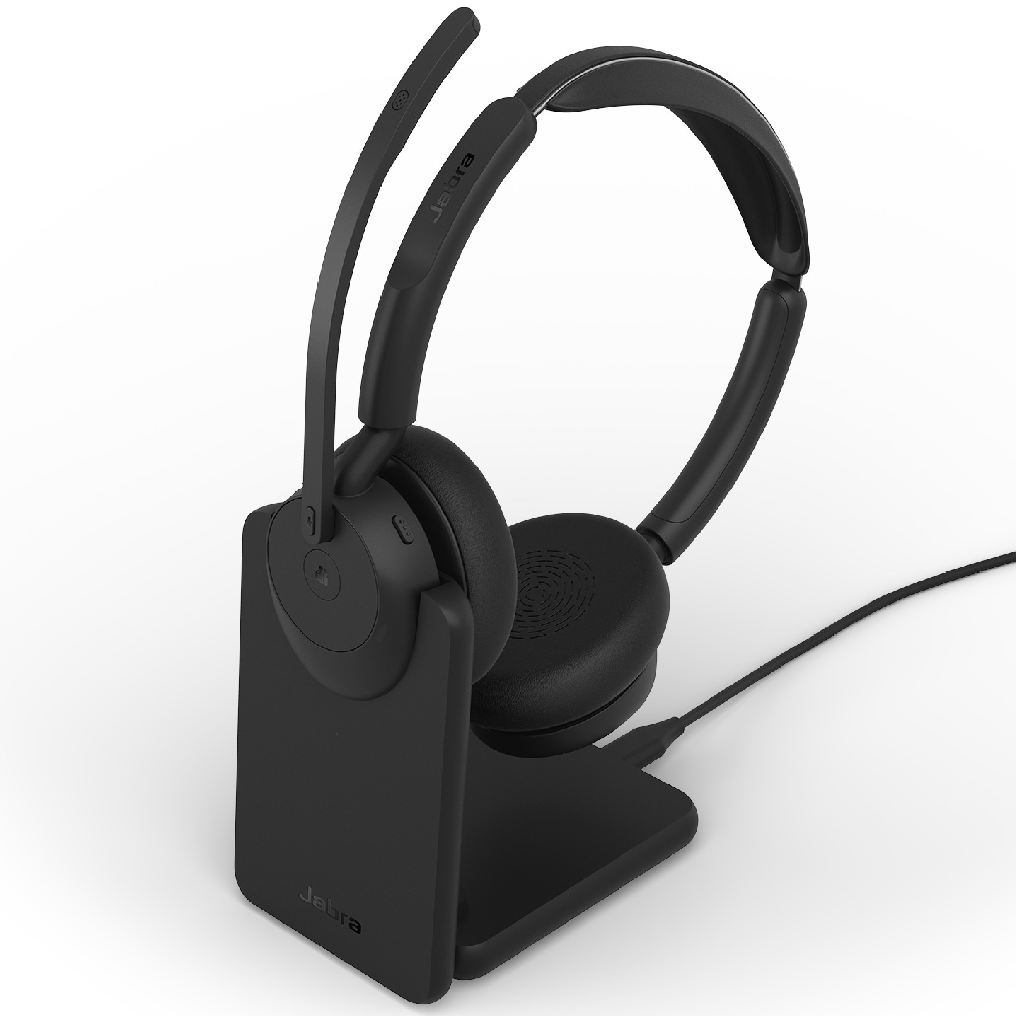Jabra Evolve3 45 Stereo Ms Kabelloses Bluetooth-Headset, Usb-C Dongle Und Ladestation, Anc, Microsoft Teams Zertifiziert Schwarz 34599-999-889