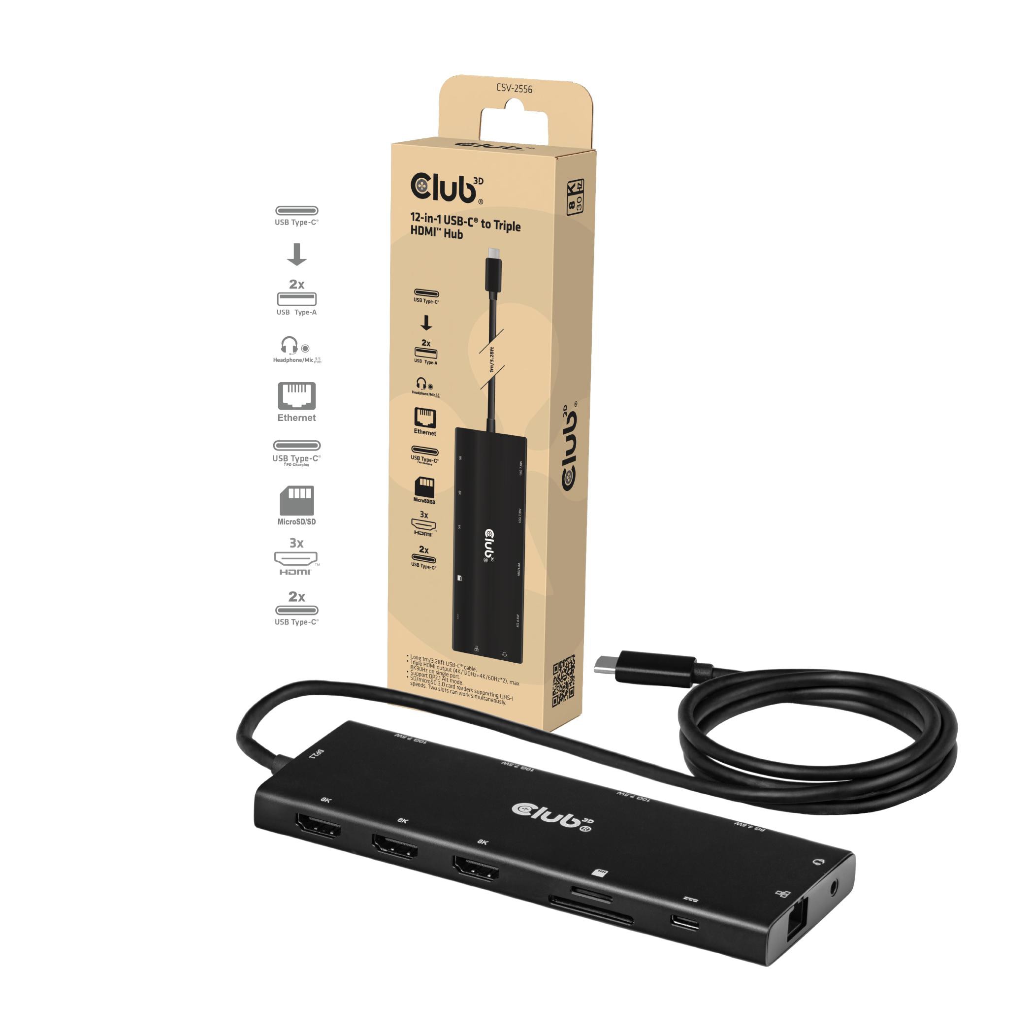 Club 3D CSV-2556 12-in-1 USB-C® auf Triple-HDMI™-Hub - Bild 2