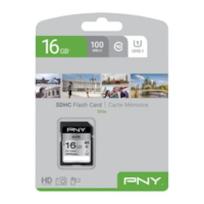 PNY Elite 16 GB SDHC Speicherkarte (C10, Class 1 (U1), UHS-I) Schwarz