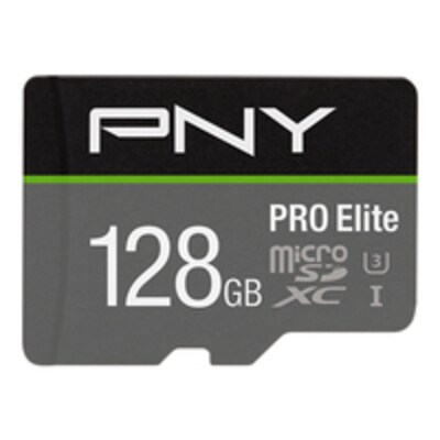 PNY PRO Elite 128 GB microSDXC Speicherkarte (C10, Class 3 (U3), UHS-I) Schwarz/Grau
